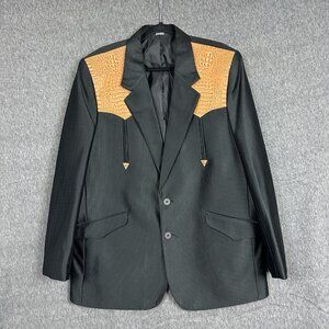 Westerner Cowboy Suit Mens 46 Black Ostrich Western Point Yoke Rockabilly